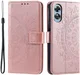Oppo A5 (2025) Hoesje Mandala Book Case met Pasjeshouder Roze Goud