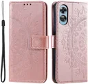 Oppo A5 (2025) Hoesje Mandala Book Case met Pasjeshouder Roze Goud