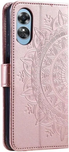Oppo A5 (2025) Hoesje Mandala Book Case met Pasjeshouder Roze Goud afbeelding 6