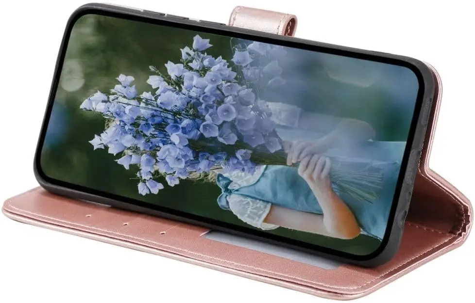 Oppo A5 (2025) Hoesje Mandala Book Case met Pasjeshouder Roze Goud afbeelding 3