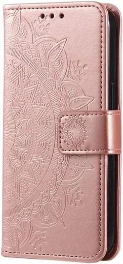 Oppo A5 (2025) Hoesje Mandala Book Case met Pasjeshouder Roze Goud afbeelding 5