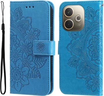 Oppo A5 Pro Hoesje Mandala Book Case met Pasjeshouder Blauw
