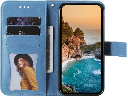 Oppo A5 Pro Hoesje Mandala Book Case met Pasjeshouder Blauw afbeelding 3