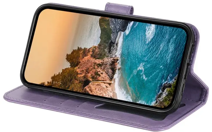 Oppo A5 Pro Hoesje Mandala Book Case met Pasjeshouder Paars afbeelding 6