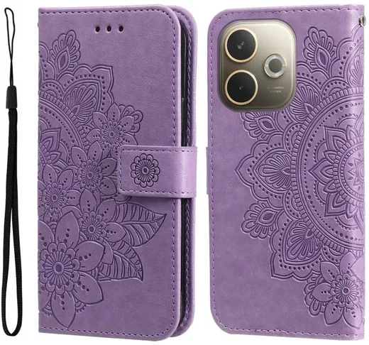 Oppo A5 Pro Hoesje Mandala Book Case met Pasjeshouder Paars afbeelding 1