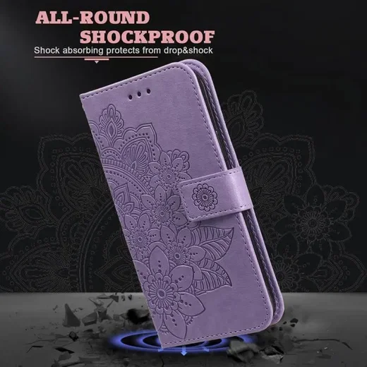 Oppo A5 Pro Hoesje Mandala Book Case met Pasjeshouder Paars afbeelding 3