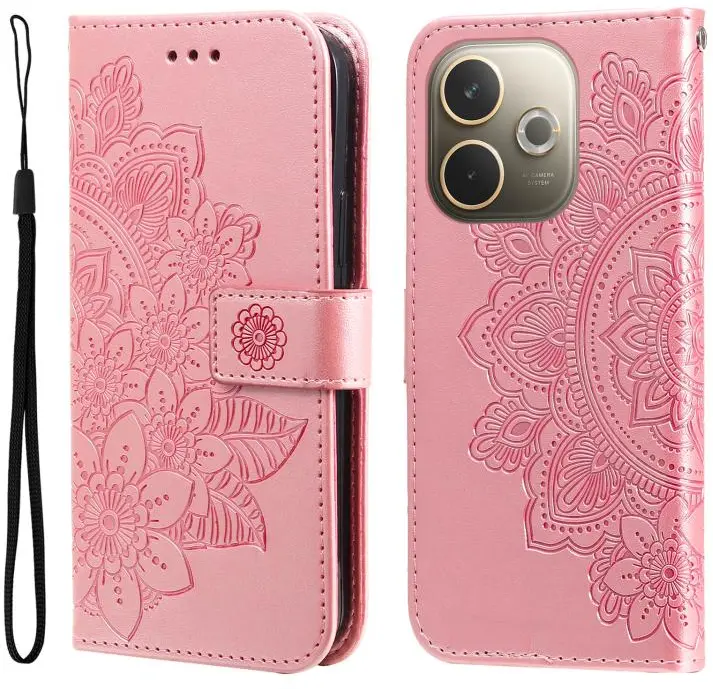 Oppo A5 Pro Hoesje Mandala Book Case met Pasjeshouder Roze Goud afbeelding 1