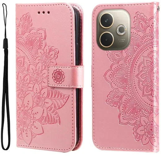 Oppo A5 Pro Hoesje Mandala Book Case met Pasjeshouder Roze Goud afbeelding 1