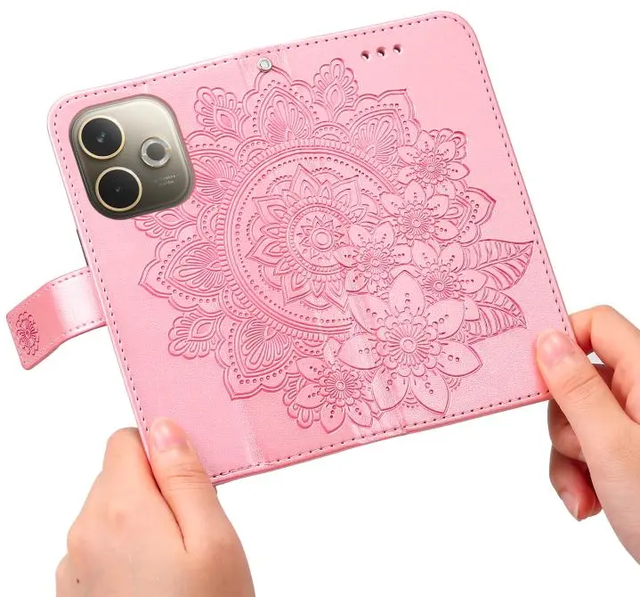 Oppo A5 Pro Hoesje Mandala Book Case met Pasjeshouder Roze Goud afbeelding 7
