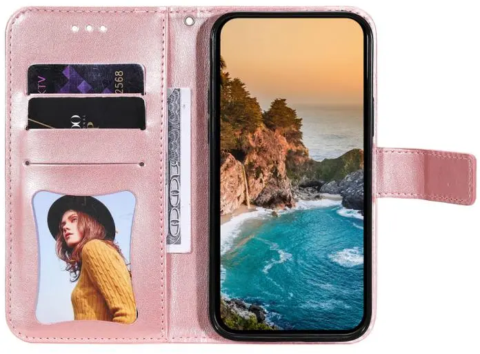 Oppo A5 Pro Hoesje Mandala Book Case met Pasjeshouder Roze Goud afbeelding 5