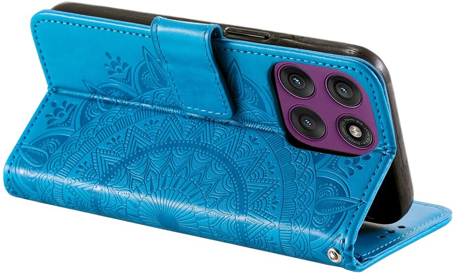 Motorola Moto G86 Hoesje Mandala Book Case met Pasjeshouder Blauw afbeelding 4