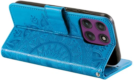 Motorola Moto G86 Hoesje Mandala Book Case met Pasjeshouder Blauw afbeelding 4
