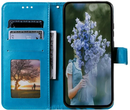Motorola Moto G86 Hoesje Mandala Book Case met Pasjeshouder Blauw afbeelding 2
