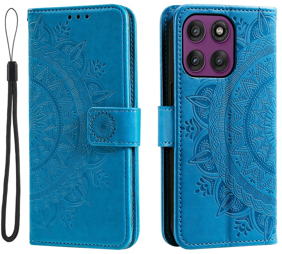 Motorola Moto G86 Hoesje Mandala Book Case met Pasjeshouder Blauw afbeelding 1