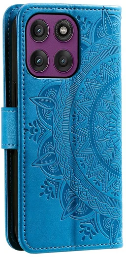 Motorola Moto G86 Hoesje Mandala Book Case met Pasjeshouder Blauw afbeelding 6