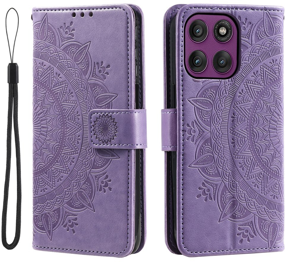 Motorola Moto G86 Hoesje Mandala Book Case met Pasjeshouder Paars afbeelding 1