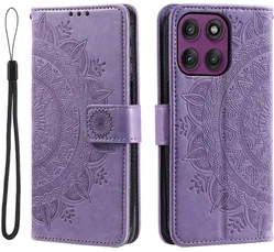 Motorola Moto G86 Hoesje Mandala Book Case met Pasjeshouder Paars afbeelding
