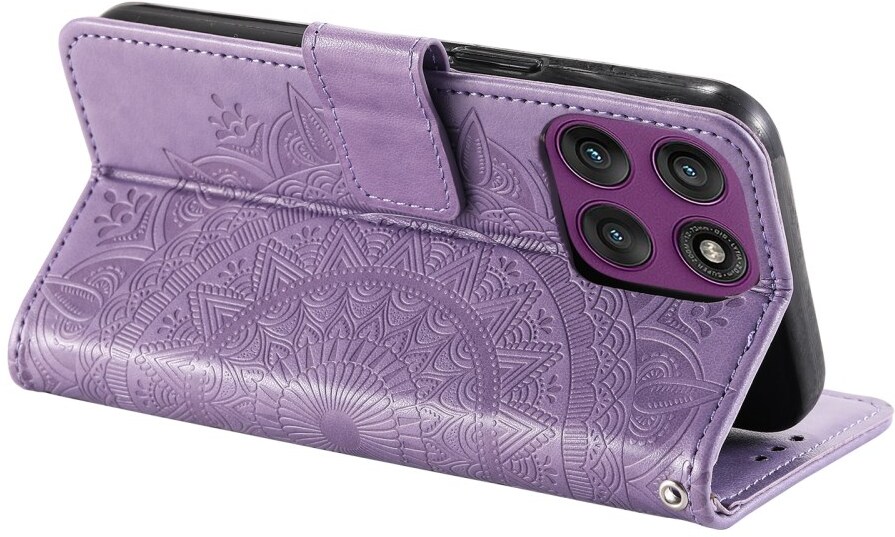 Motorola Moto G86 Hoesje Mandala Book Case met Pasjeshouder Paars afbeelding 4