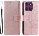 Motorola Moto G86 Hoesje Mandala Book Case met Pasjeshouder Roze Goud