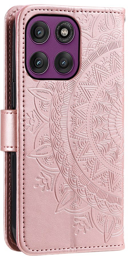 Motorola Moto G86 Hoesje Mandala Book Case met Pasjeshouder Roze Goud afbeelding 6