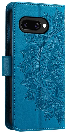 Google Pixel 10a Hoesje Mandala Book Case met Pasjeshouder Blauw afbeelding 6