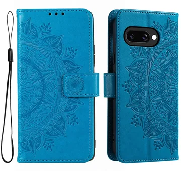 Google Pixel 10a Hoesje Mandala Book Case met Pasjeshouder Blauw