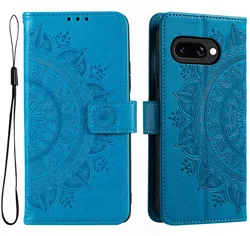 Google Pixel 10a Hoesje Mandala Book Case met Pasjeshouder Blauw afbeelding