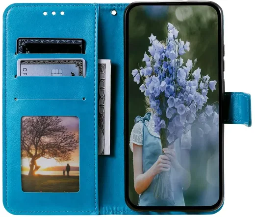 Google Pixel 10a Hoesje Mandala Book Case met Pasjeshouder Blauw afbeelding 2