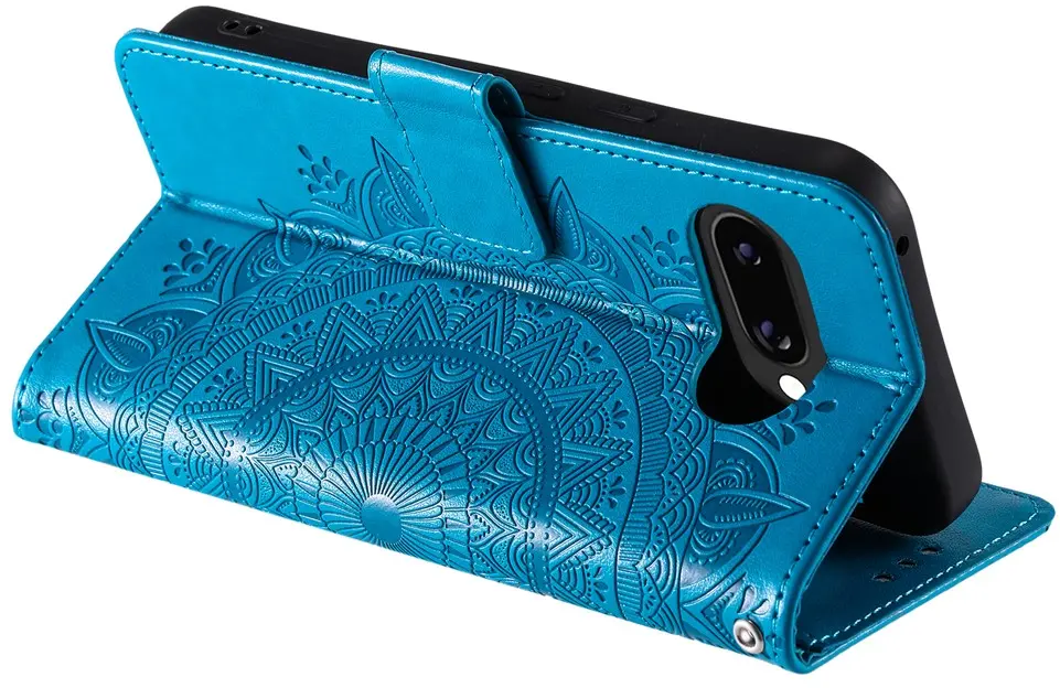 Google Pixel 10a Hoesje Mandala Book Case met Pasjeshouder Blauw afbeelding 3