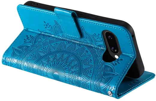 Google Pixel 10a Hoesje Mandala Book Case met Pasjeshouder Blauw afbeelding 3