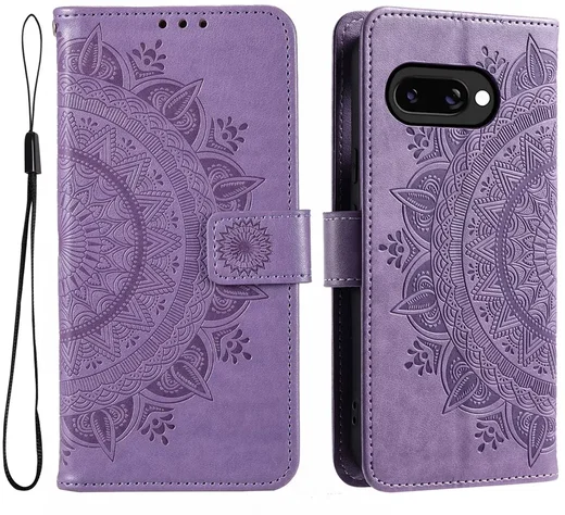 Google Pixel 10a Hoesje Mandala Book Case met Pasjeshouder Paars afbeelding 1
