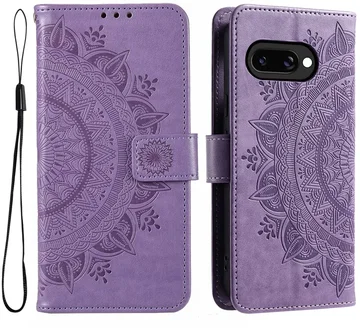 Google Pixel 10a Hoesje Mandala Book Case met Pasjeshouder Paars