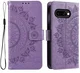 Google Pixel 10a Hoesje Mandala Book Case met Pasjeshouder Paars
