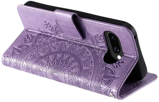 Google Pixel 10a Hoesje Mandala Book Case met Pasjeshouder Paars afbeelding 3