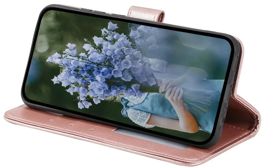 Google Pixel 10a Hoesje Mandala Book Case met Pasjeshouder Roze Goud afbeelding 4