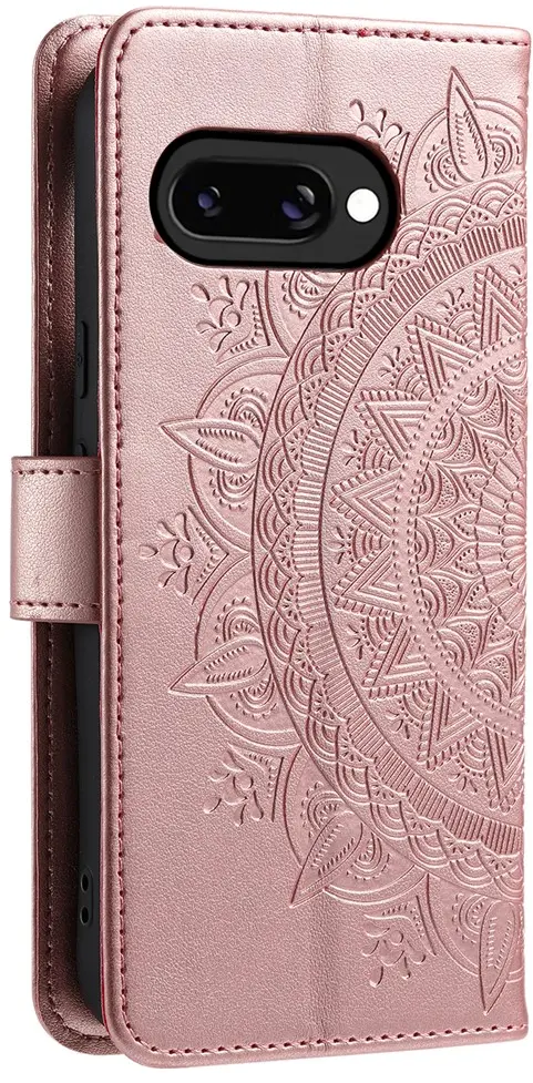 Google Pixel 10a Hoesje Mandala Book Case met Pasjeshouder Roze Goud afbeelding 6