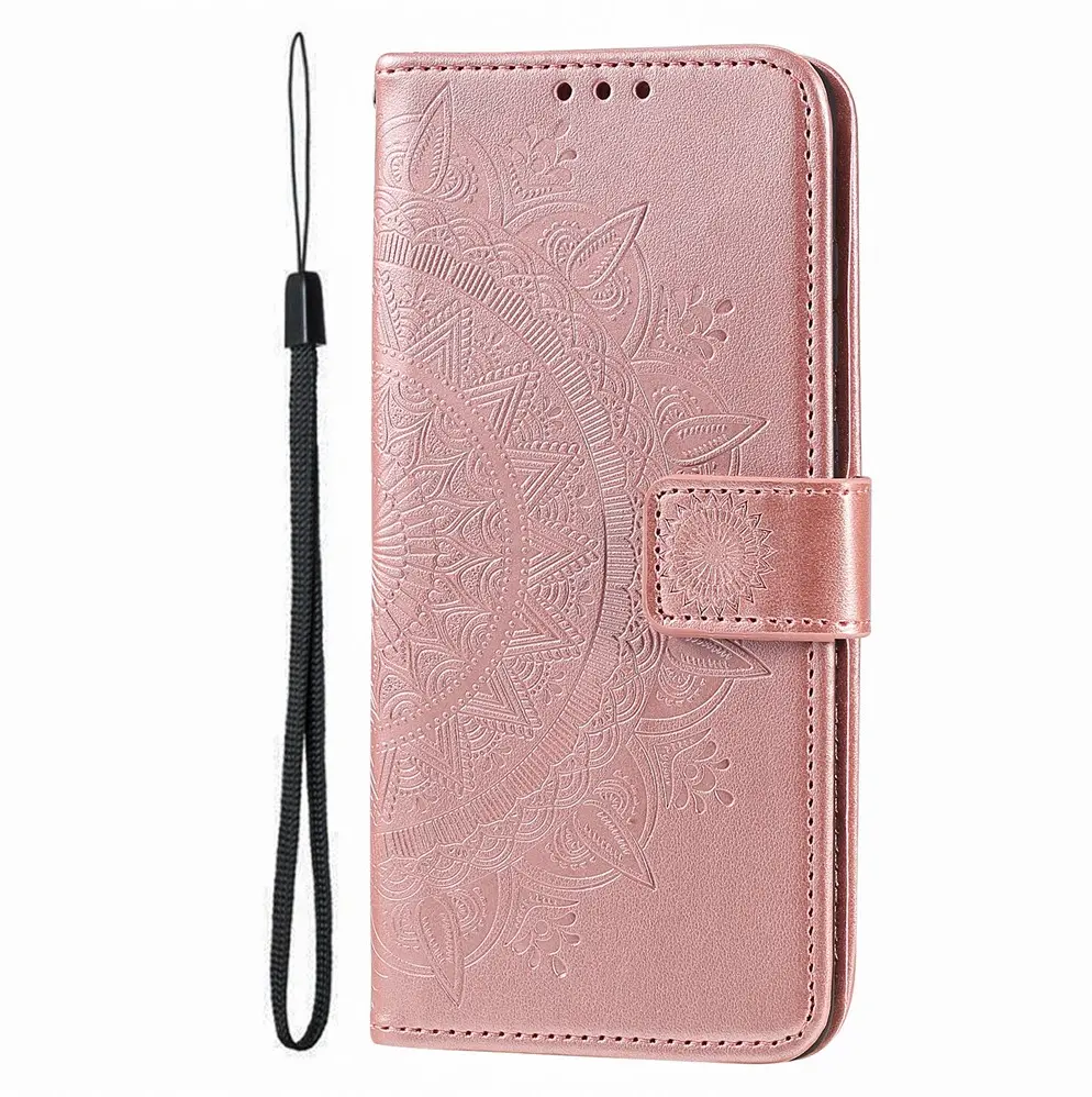 Google Pixel 10a Hoesje Mandala Book Case met Pasjeshouder Roze Goud afbeelding 5