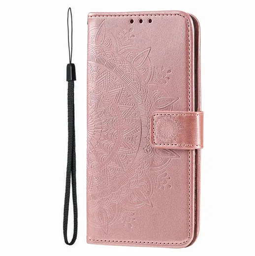 Google Pixel 10a Hoesje Mandala Book Case met Pasjeshouder Roze Goud afbeelding 5