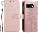 Google Pixel 10a Hoesje Mandala Book Case met Pasjeshouder Roze Goud