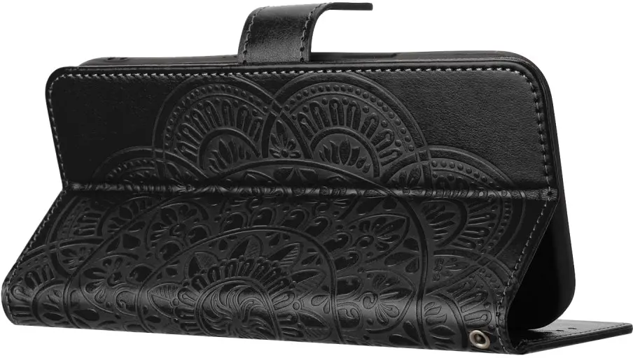 Google Pixel 10a Hoesje Mandala Book Case met Pasjeshouder Zwart afbeelding 3