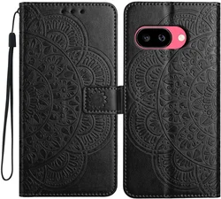 Google Pixel 10a Hoesje Mandala Book Case met Pasjeshouder Zwart afbeelding