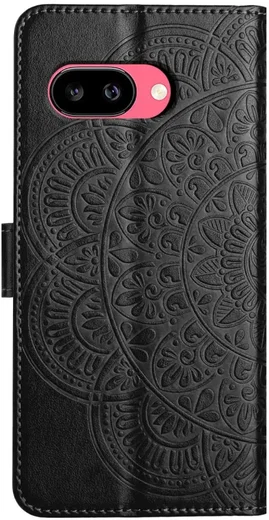 Google Pixel 10a Hoesje Mandala Book Case met Pasjeshouder Zwart afbeelding 8