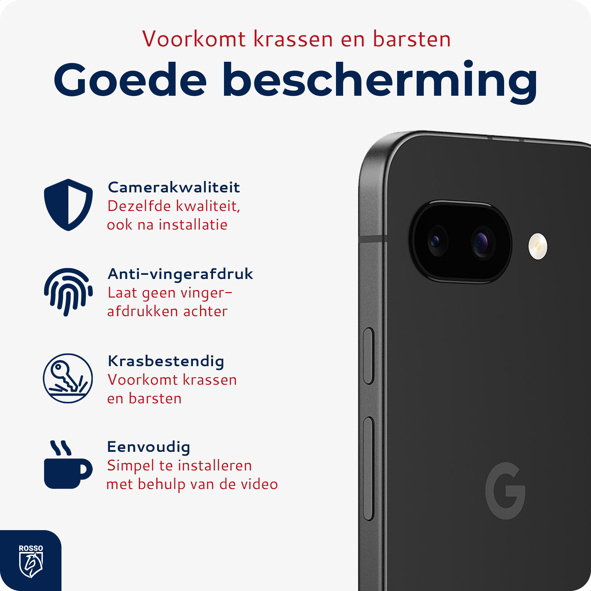 Rosso Google Pixel 10a Camera Lens Protector Transparant afbeelding 2