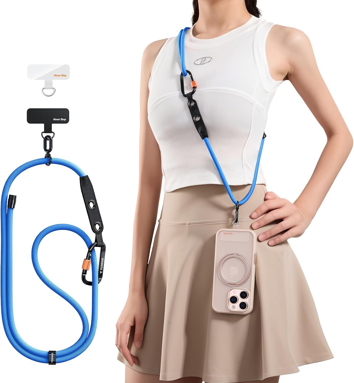 TORRAS LoopGo Clasp Verstelbaar Universeel Telefoonkoord Blauw afbeelding 1