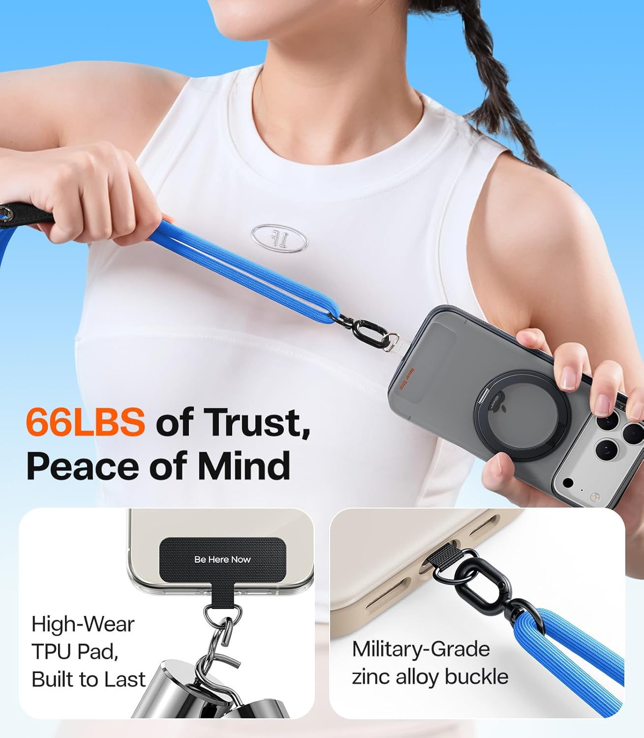 TORRAS LoopGo Clasp Verstelbaar Universeel Telefoonkoord Blauw afbeelding 4