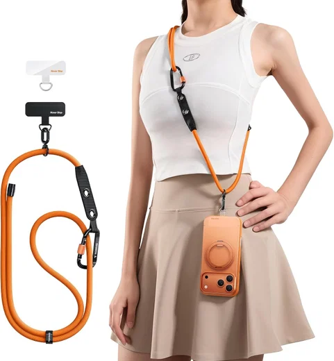 TORRAS LoopGo Clasp Verstelbaar Universeel Telefoonkoord Oranje afbeelding 1