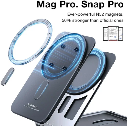 TORRAS MagSafe Pasjeshouder / Kaarthouder met Standaard 360° Draaibaar Zwart afbeelding 2