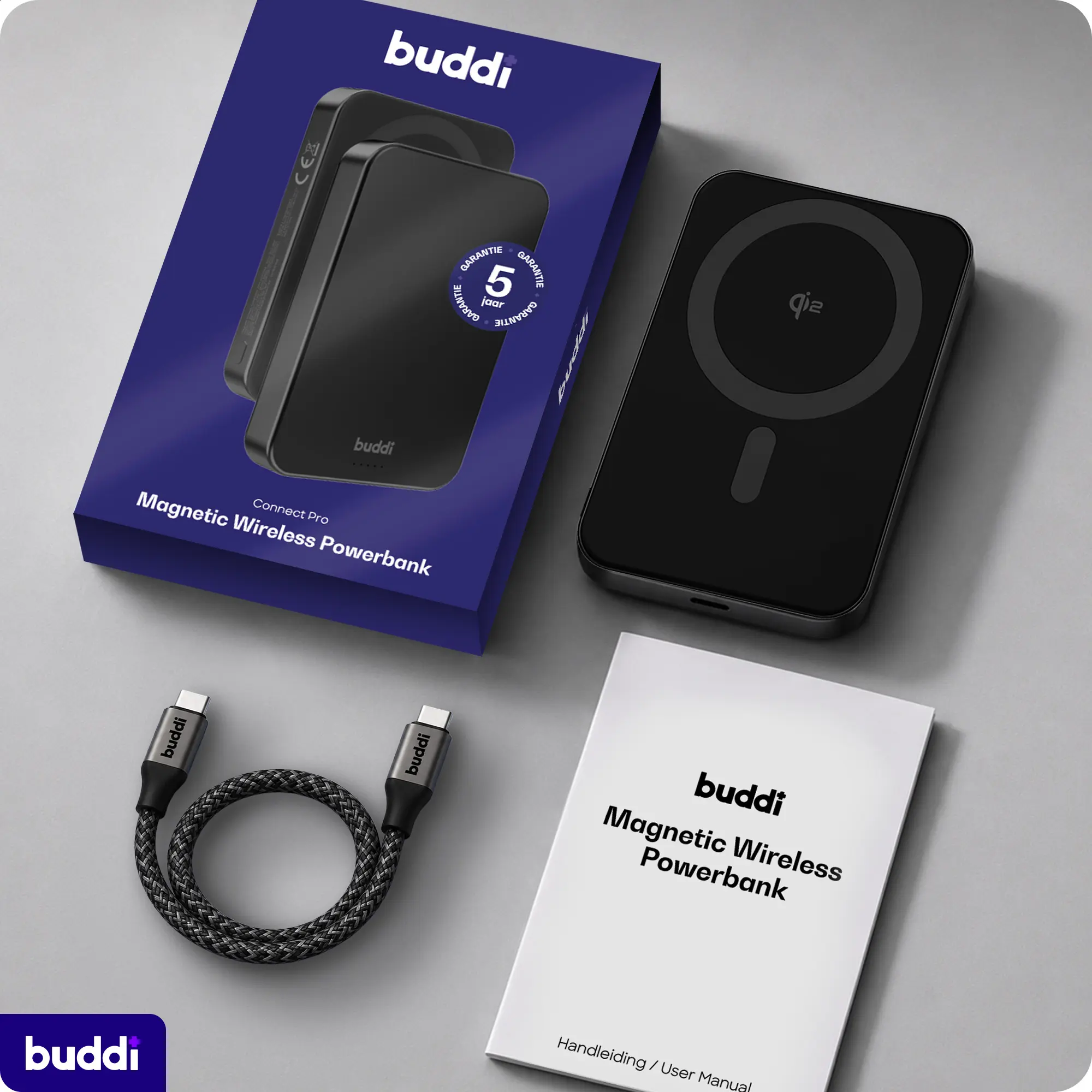 Buddi Connect Pro 5.000 mAh Magnetische MagSafe Qi2 Powerbank 15W Zwart afbeelding 10