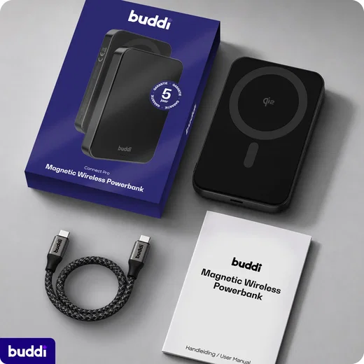 Buddi Connect Pro 5.000 mAh Magnetische MagSafe Qi2 Powerbank 15W Zwart afbeelding 10