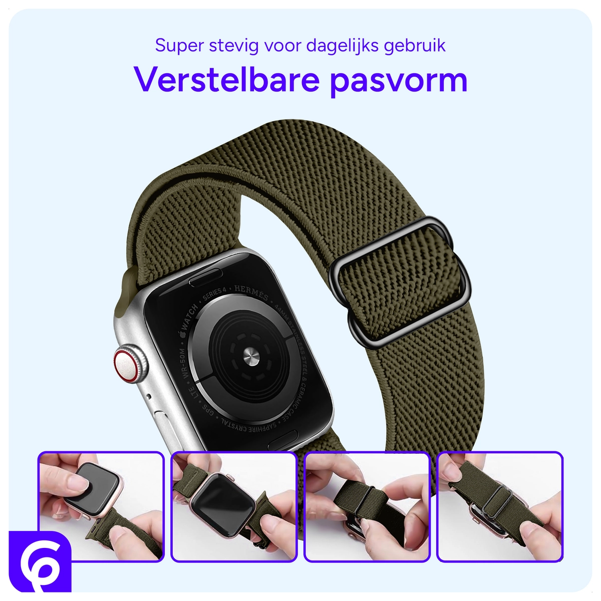 SBG Nylon Apple Watch Bandje - 1-11/SE/Ultra - 49/46/45/44/42MM - 6-Pack Donker afbeelding 2